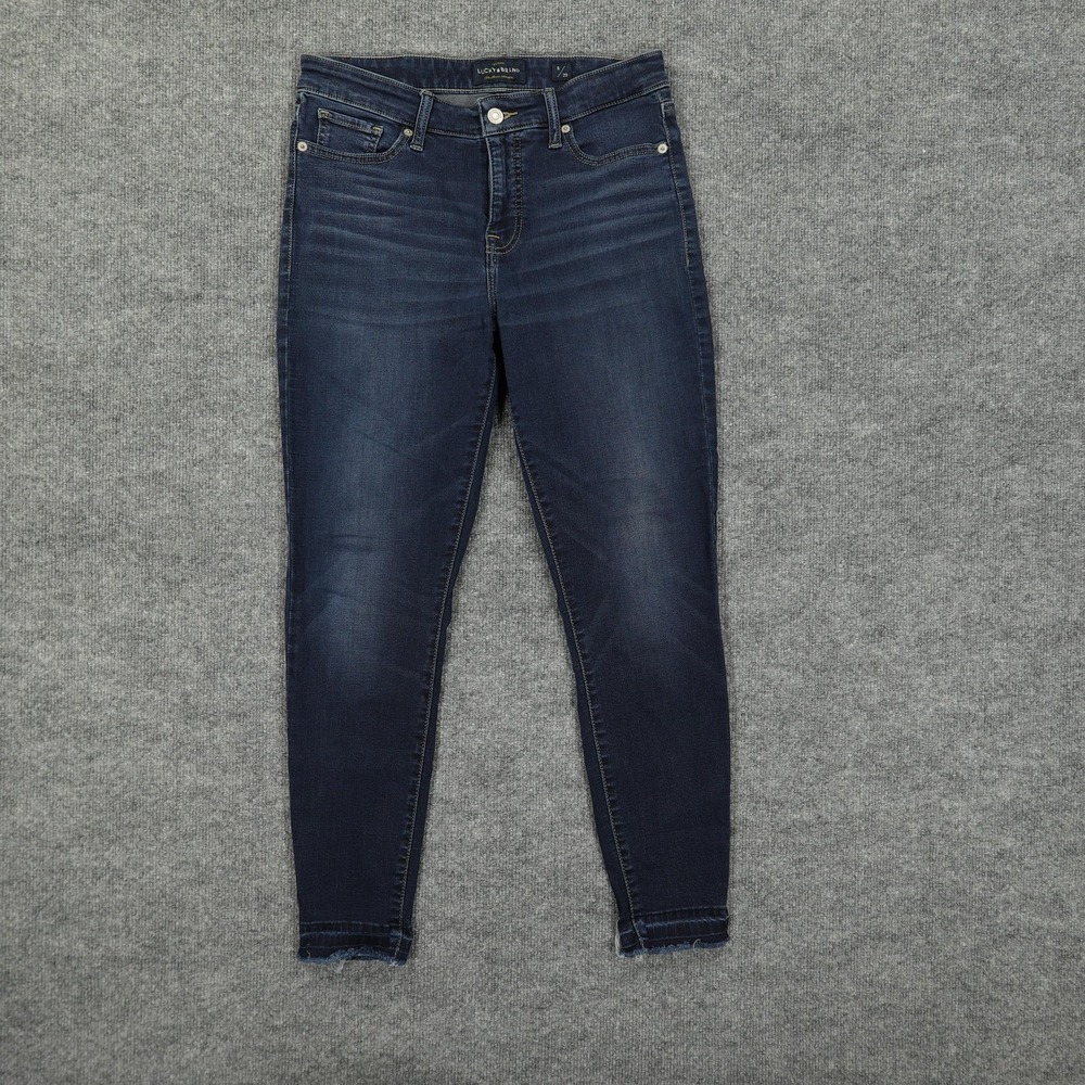 Lucky Brand Ava Super Skinny Jeans Women 8/29 Dark Wash Raw Released Hem Stretch